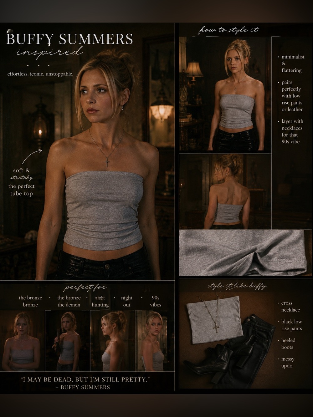 Heather Gray Tube Top | Size S | Buffy the Vampire Slayer 🖤 Aesthetic 90s Bundle